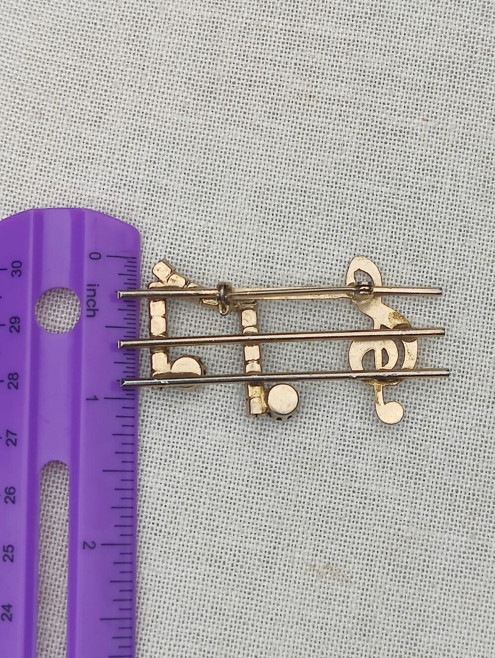 🎵 Vintage AB Crystal Music Notes Brooch - Picture 4 of 5